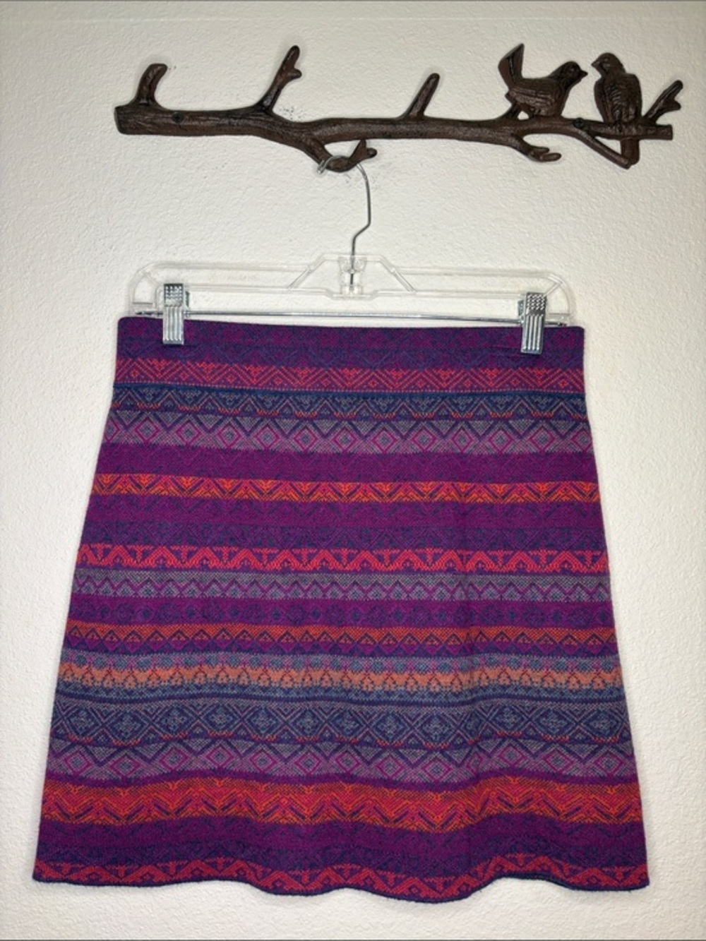 Krimson Klover merino wool and silk blend mini sweater skirt multi color M